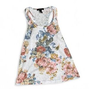 2000's large print floral knit tank top with racerback detail
